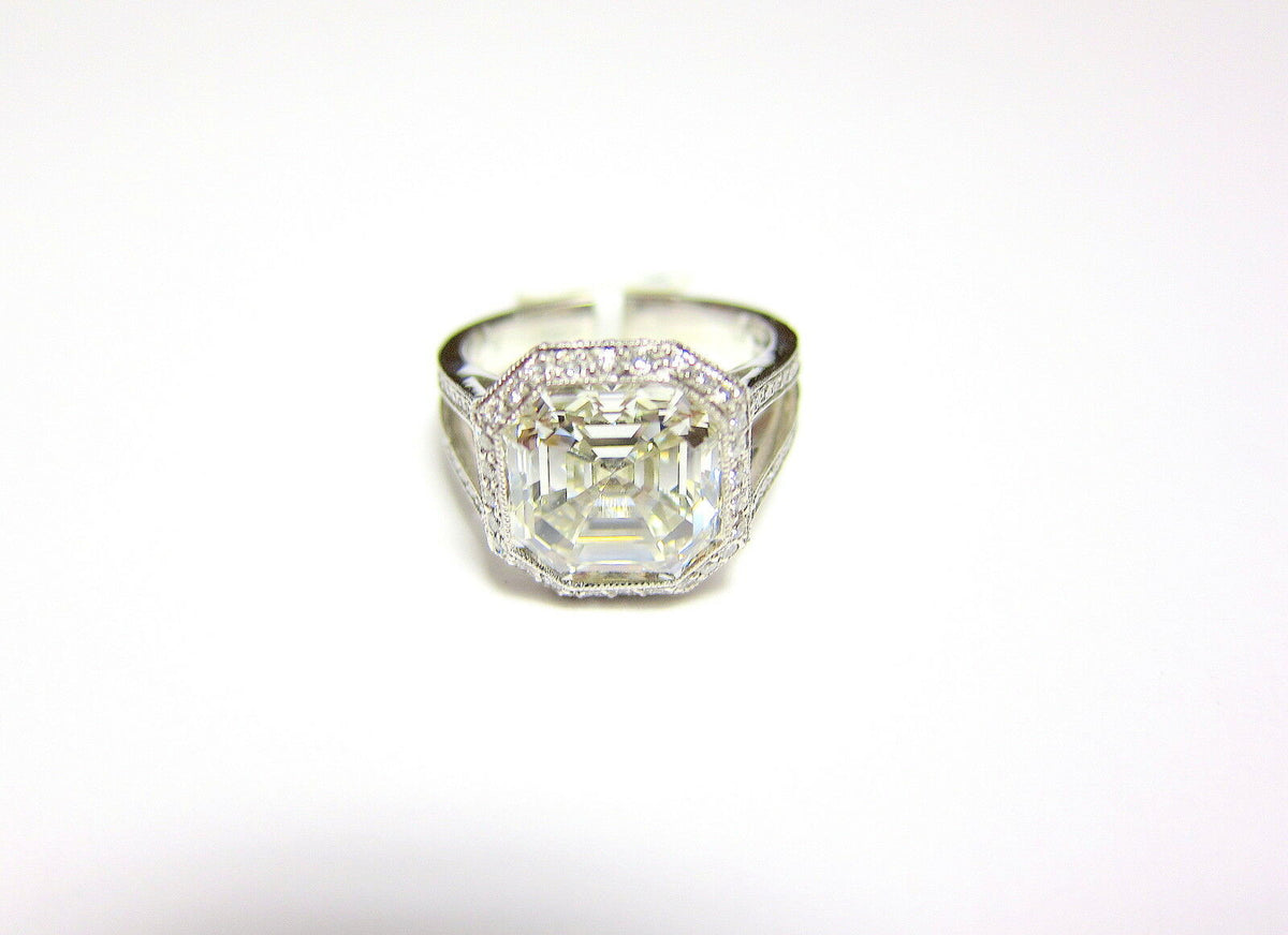 EGL CERTIFIED H COLOR VS2 CLARITY DIAMOND ASSCHER SHAPE CENTER ENGAGEMENT RING