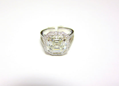 EGL CERTIFIED H COLOR VS2 CLARITY DIAMOND ASSCHER SHAPE CENTER ENGAGEMENT RING