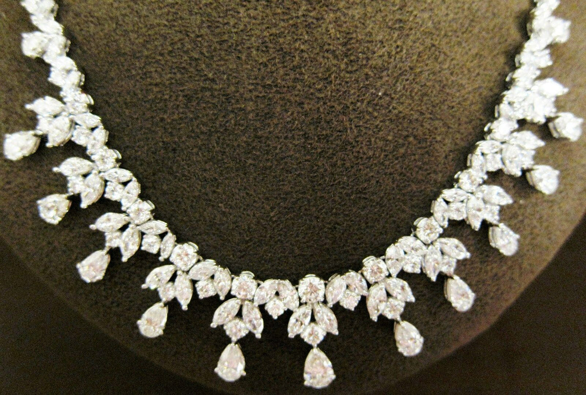 DIAMOND PEAR MARQUISE ROUND SHAPE DIAMOND SET CHOKER DIAMOND NECKLACE