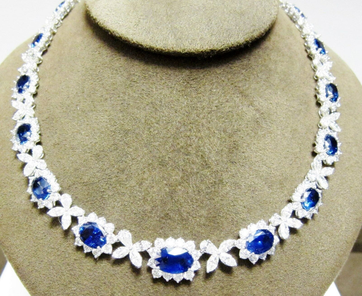 SAPPHIRE OVAL SHAPE SET DIAMOND 18 PEAR 54 MARQUISE 183 ROUND SHAPE NECKLACE