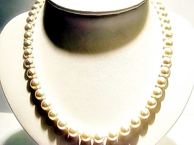 WHITE CULTURED PEARL NECKLACE WITH WHITE GOLD CLASP CHOKER PEARL NECKLACE