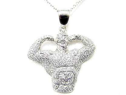 DIAMOND ROUND BRILLIANT SHAPE PAVE SET MUSCLE MAN PENDANT