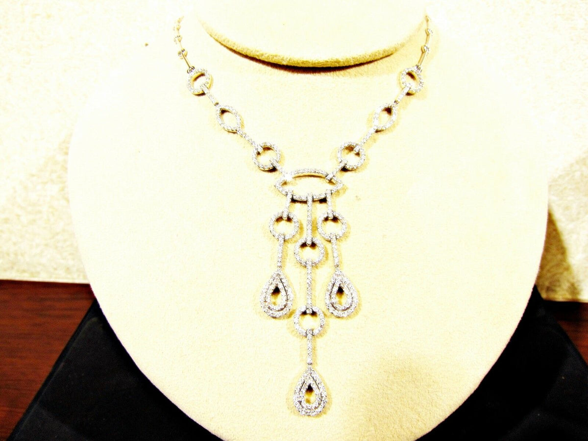 2.99 CT ROUND BRILLIANT DIAMOND FRONT SET ROUND NECKLACE 18 KARAT WHITE GOLD