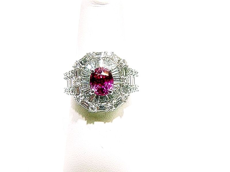 1.82 CT PINK SAPPHIRE OVAL SHAPE 1.66 CT ROUND BRILLIANT