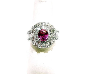 1.82 CT PINK SAPPHIRE OVAL SHAPE 1.66 CT ROUND BRILLIANT