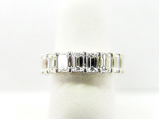DIAMOND 19 STONE EMERALD SHAPE ETERNITY SET BAND U BASKET ETERNITY DIAMOND BAND