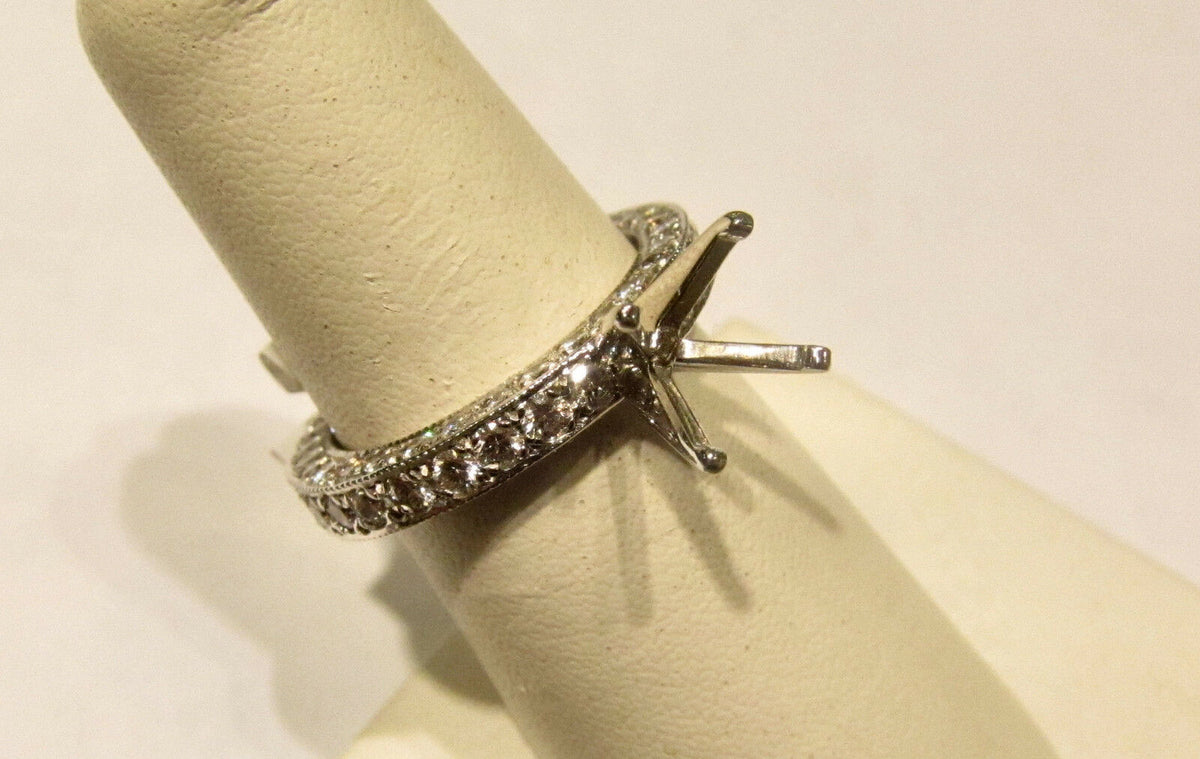 DIAMOND SETTING ROUND BRILLIANT ETERNITY FRONT SIDE BACK SET DIAMOND ENGAGEMENT