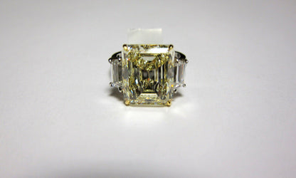 FANCY LIGHT YELLOW DIAMOND DIAMOND TWO TRAPEZOID ENGAGEMENT RING