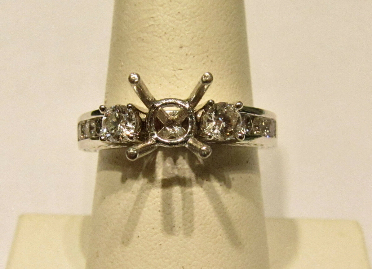DIAMOND ROUND BRILLIANT SETTING ANTIQUE STYLE SETTING ENGAGEMENT SETTING