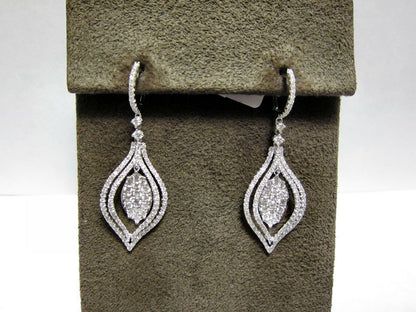 2.38 CT DIAMOND ROUND SHAPE EARRING DANGLE PAVE STYLE EARRING G VS 18 K GOLD