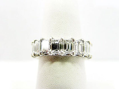 DIAMOND 18 EMERALD SHAPE ETERNITY SET BAND U BASKET MOUNTING DIAMOND BAND