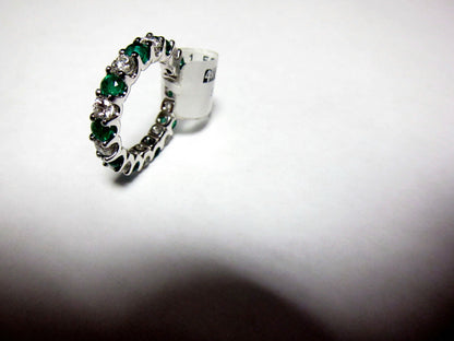 1.23 CT EMERALD DIAMOND 1.50 CT ROUND SHAPE ETERNITY BAND PRONG SET 14 K GOLD