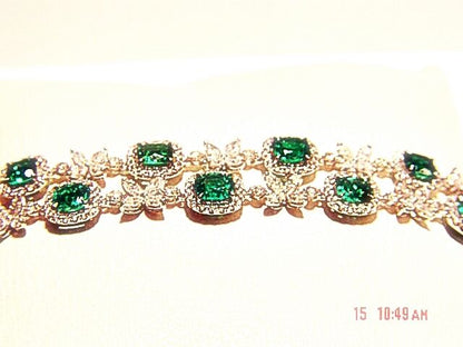 EMERALD GREEN OVAL SQUARE 20 STONE DIAMOND ROUND MARQUISE DIAMOND BRACELET