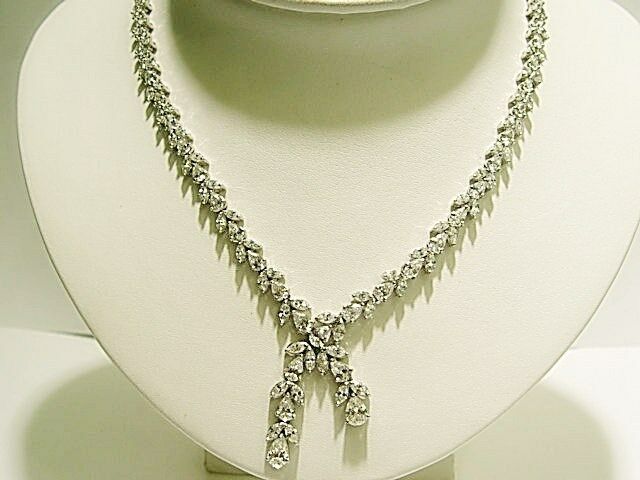 DIAMOND NECKLACE PEAR MARQUISE ROUND DIAMOND LARIETTE DIAMOND PEAR NECKLACE