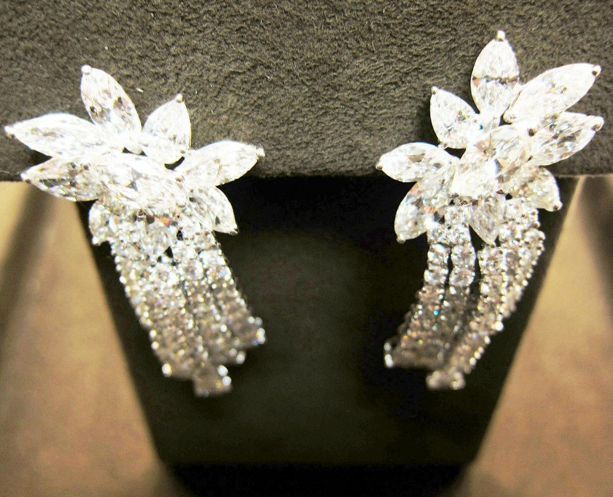 DIAMOND EARRING SET ROUND MARQUISE PEAR SHAPE BIG STONE DANGLE EARRING