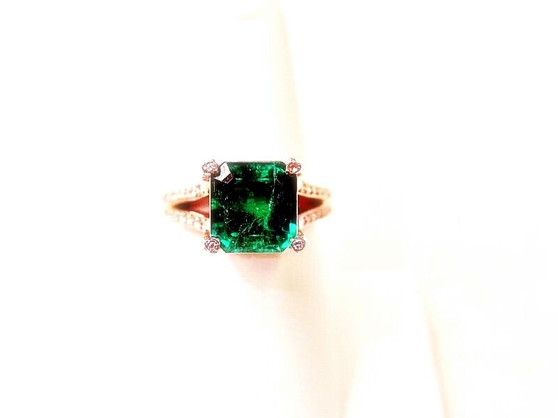 4.95 CT 1 EMERALD SQUARE CUT DIAMOND 4 PRONGS 1.00 CT PLATINUM G VS1/2