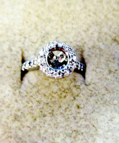 DIAMOND SETTING HALF WAY SET SIDE AND TOP SET HALO FOR CENTER STONE