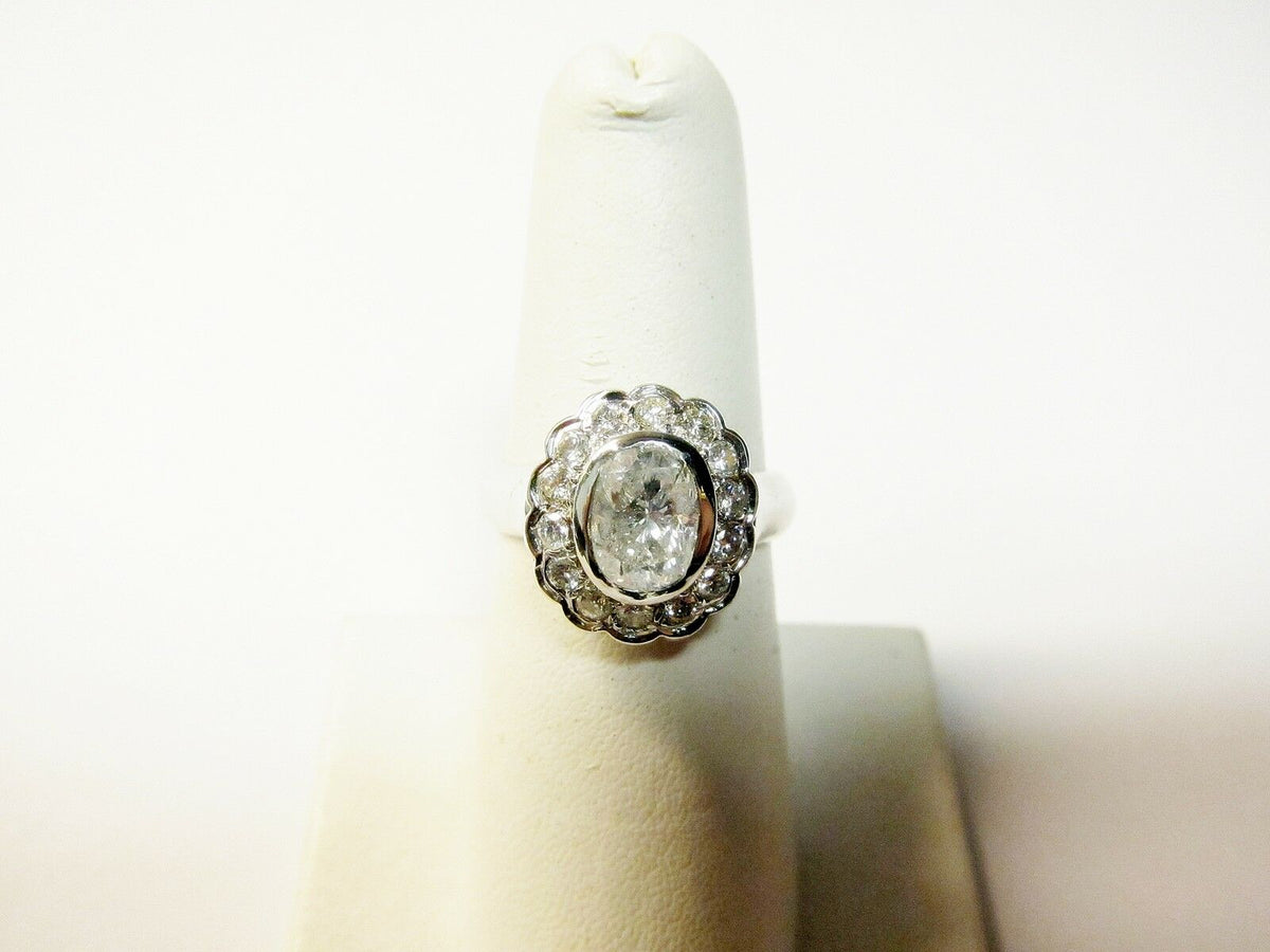 CERTIFIED DIAMOND OVAL SHAPE ROUND BRILLIANT HALO RING