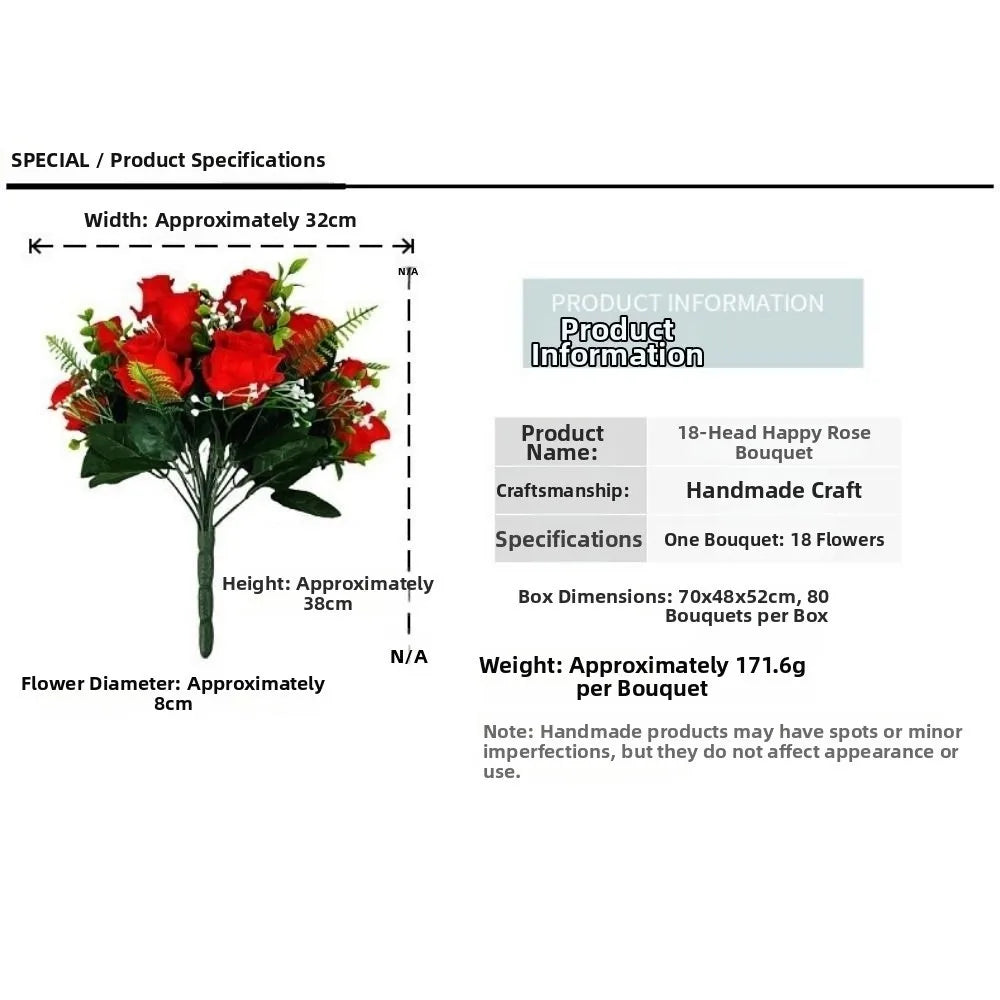 18 Heads Real Happy Lucky Flower 8 Colors Photography Photo Gift Valentine's Day Flowers Mini Natural Simulated Rose