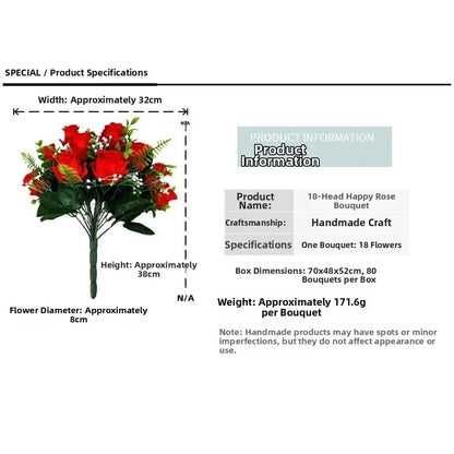 18 Heads Real Happy Lucky Flower 8 Colors Photography Photo Gift Valentine's Day Flowers Mini Natural Simulated Rose