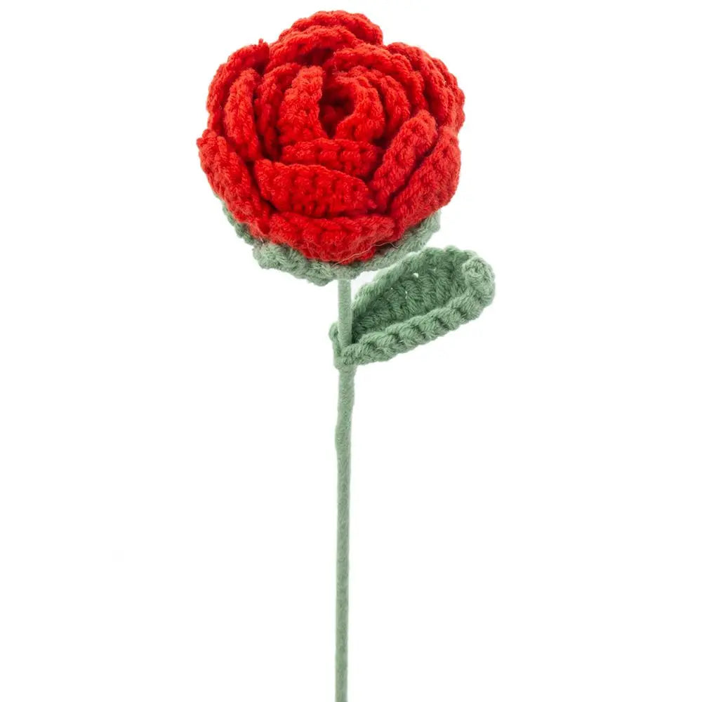 Artificial Flower Handmade Crochet Yarn Rose Outdoor Garden Valentine's Wedding Bridal Bouquet Home Room DIY Gift Box Accessory