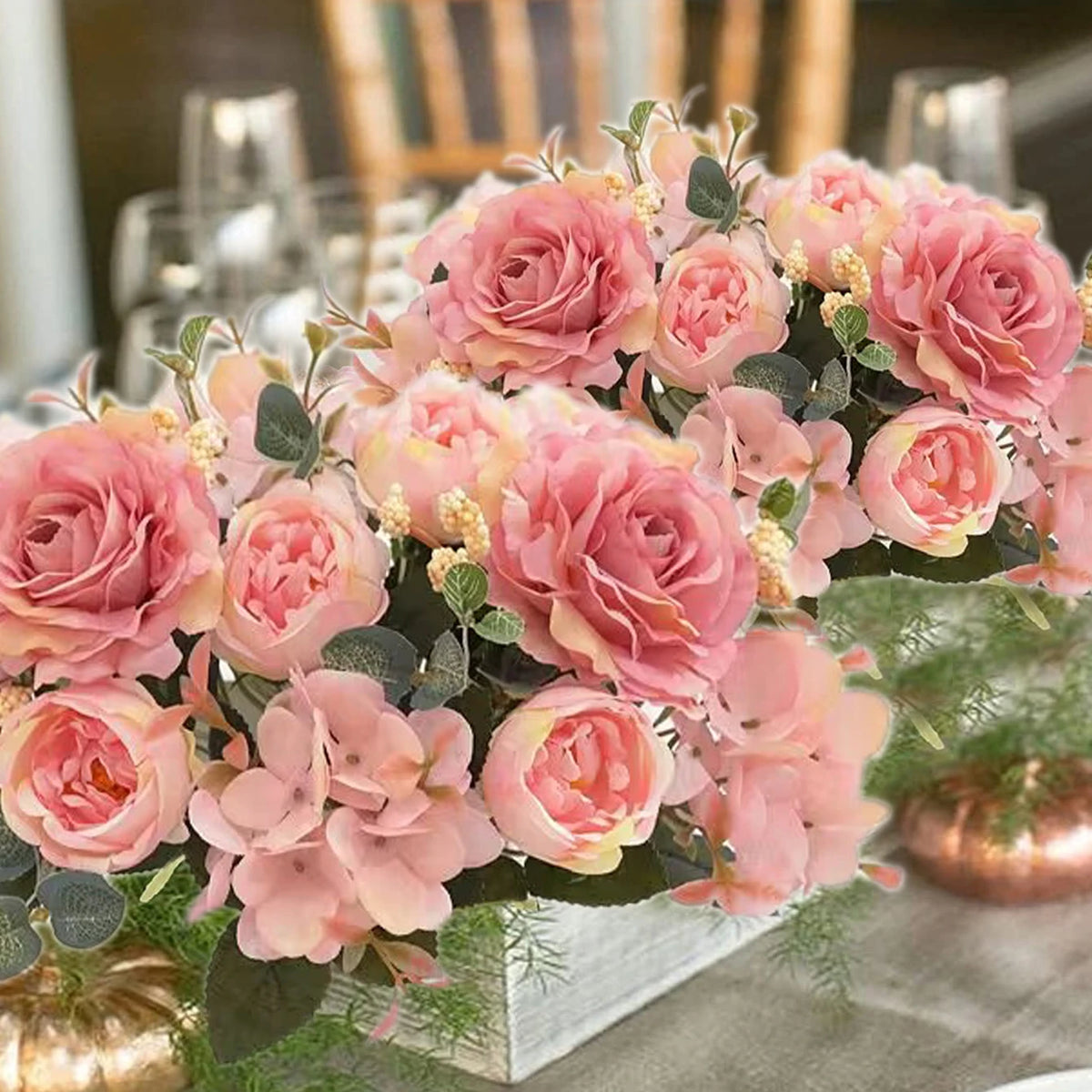 10PCS Artificial Peony Flowers Silk Hydrangea Rose Living Room Home Vase Garden Yard Wedding Bridal Bouquet Diy Party Decoration