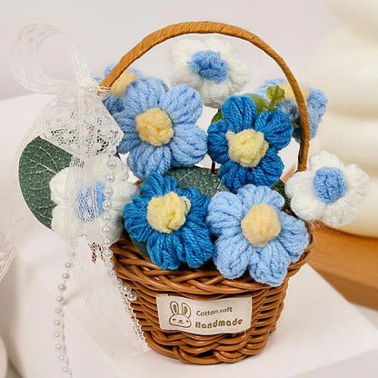 1PC Handmade Crochet Flower Bouquets Knitted Flowers for Christmas Wedding Housewarming Living Room Display