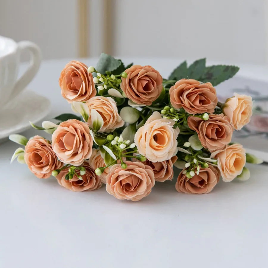 Artificial Flowers Silk Roses Wedding Bridal Bouquets Home Room Table Outdoor Garden Yard Wreath Festival Vase DIY Gifts Decora