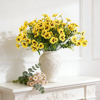 Artificial Silk Pansy Plants Outdoor Yard Event Party Holiday Wedding Bridal Bouquets Home Room Dining Table Vase DIY Decoration