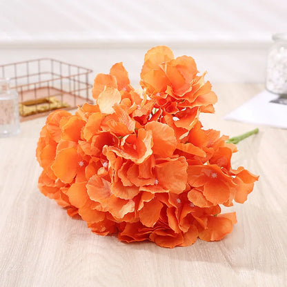 48CM Long 5 Heads Silk Hydrangea Heads with Stems Artificial Hydrangea Flower Head for Home Wedding Party Baby Shower Decoration