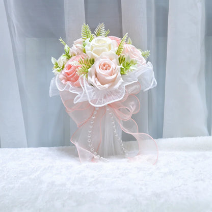 Artificial Bridal Bouquet Pearl Roses Wedding Bridesmaid Bouquet Valentine's Day Decoration Gift Romantic Wedding Accessories