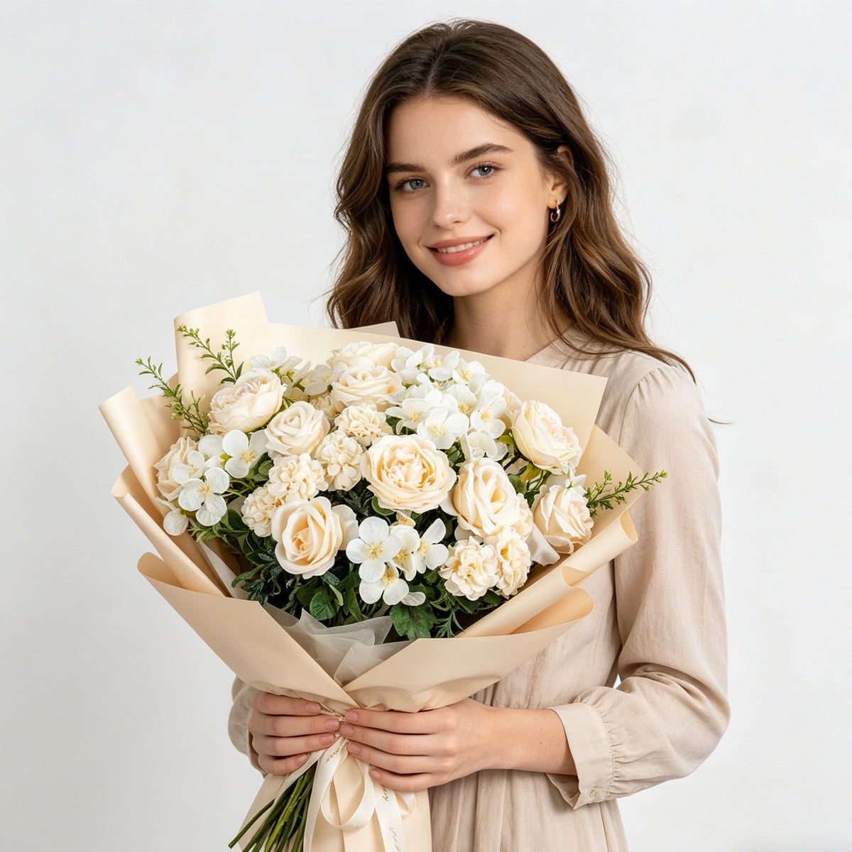Artificial Flowers Silk Roses Peony Brial Bouquets Hydrangea Carnation Mother's Day Wedding Room Home Decora Graduation Gifts