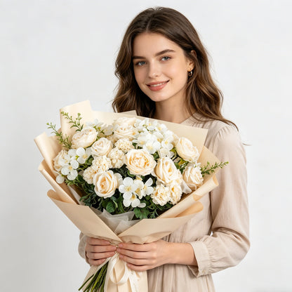 Artificial Flowers Silk Roses Peony Brial Bouquets Hydrangea Carnation Mother's Day Wedding Room Home Decora Graduation Gifts