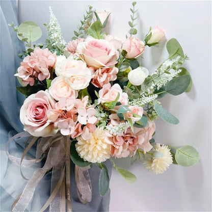 Pink Rose Flower Bouquet Bridal Wedding Bouquet Wedding Accessories Wedding Props Marriage Party Homecoming