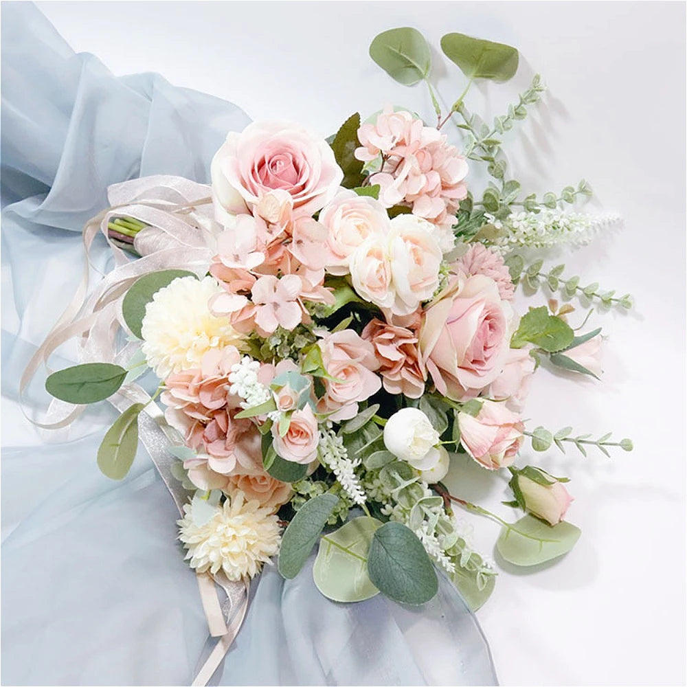Pink Rose Flower Bouquet Bridal Wedding Bouquet Wedding Accessories Wedding Props Marriage Party Homecoming