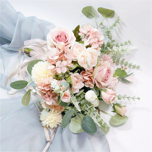 Pink Rose Flower Bouquet Bridal Wedding Bouquet Wedding Accessories Wedding Props Marriage Party Homecoming