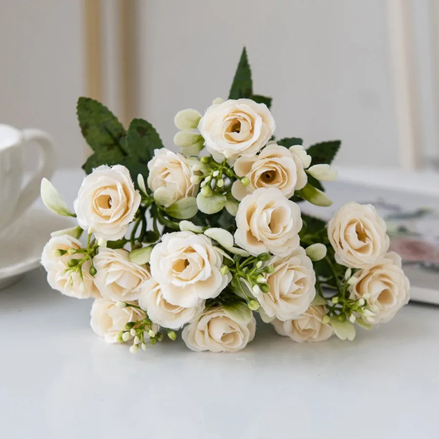 Artificial Flowers Silk Roses Wedding Bridal Bouquets Home Room Table Outdoor Garden Yard Wreath Festival Vase DIY Gifts Decora