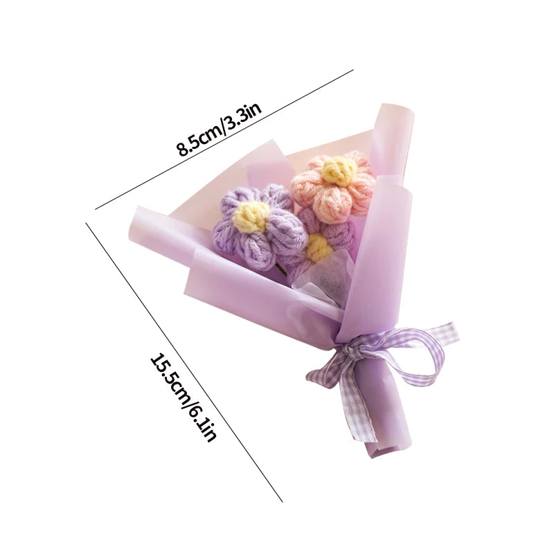 Mini Crochet Flower Bouquet Handmade Artificial Flower Woven Bouquet Wedding Guests Gift Christmas Gifts