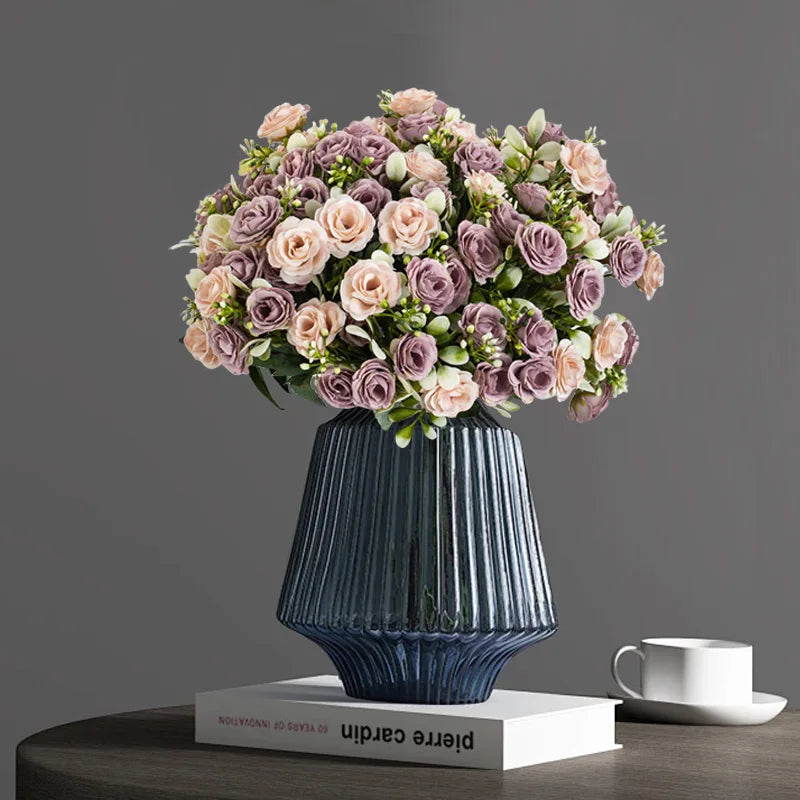 Artificial Flowers Silk Roses Wedding Bridal Bouquets Home Room Table Outdoor Garden Yard Wreath Festival Vase DIY Gifts Decora