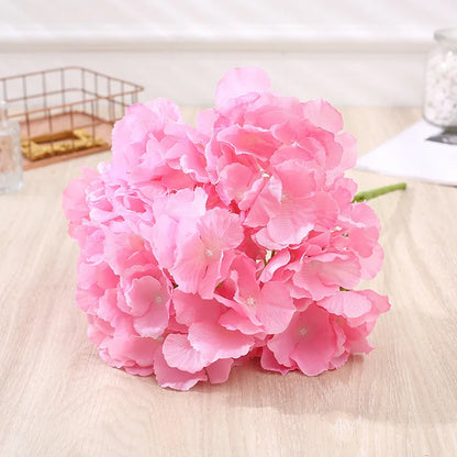48CM Long 5 Heads Silk Hydrangea Heads with Stems Artificial Hydrangea Flower Head for Home Wedding Party Baby Shower Decoration