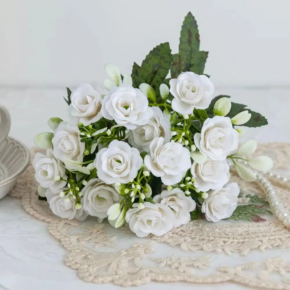 Artificial Flowers Silk Roses Wedding Bridal Bouquets Home Room Table Outdoor Garden Yard Wreath Festival Vase DIY Gifts Decora