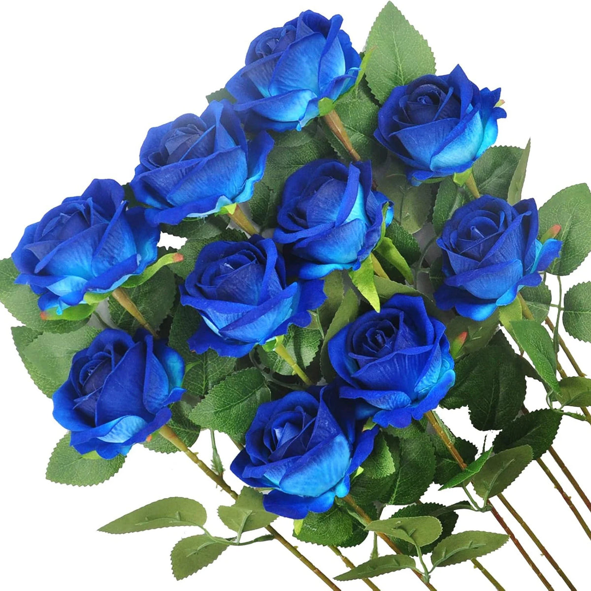 10pcs Artificial Flowers Silk Roses Long Branch Valentine's Day Bridal Bouquets Wedding Home Vase Table Decorations DIY Gift Box