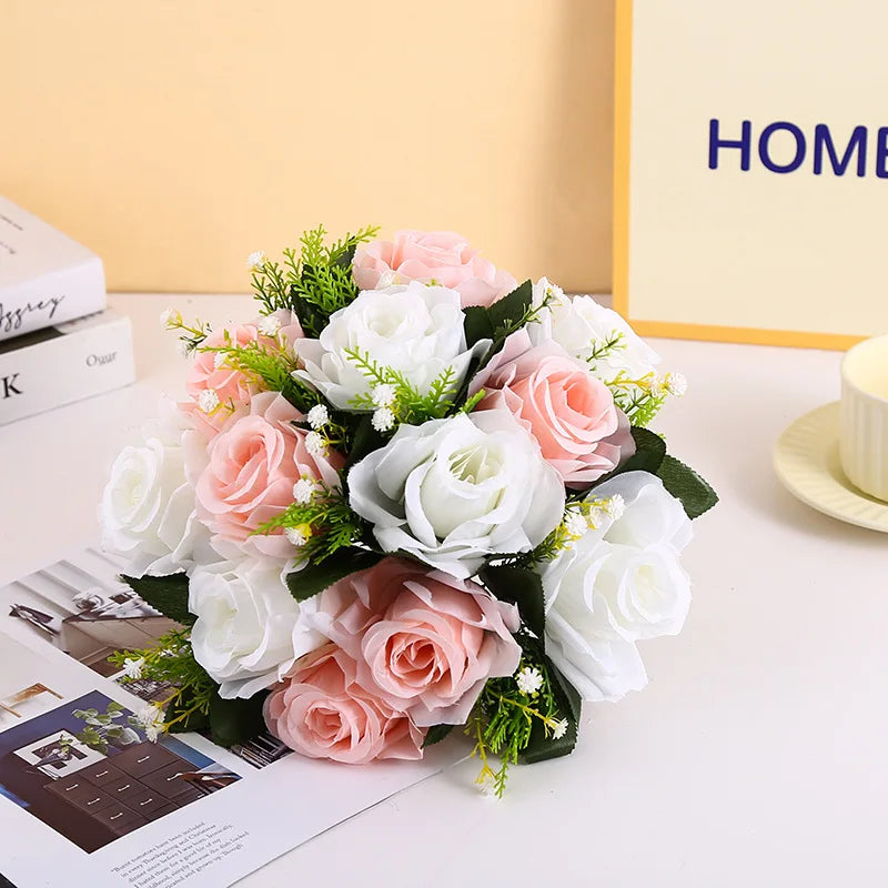 Cheap Artificial Flower Ball Plastic Green Mesh Base Silk Table Centerpieces For Wedding Decor Party Road Lead Flower Bouquets