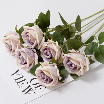 10pcs Artificial Flowers Silk Roses Long Branch Valentine's Day Bridal Bouquets Wedding Home Vase Table Decorations DIY Gift Box