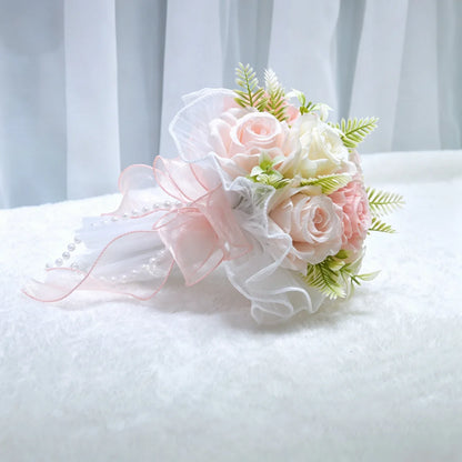 Artificial Bridal Bouquet Pearl Roses Wedding Bridesmaid Bouquet Valentine's Day Decoration Gift Romantic Wedding Accessories