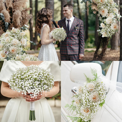 20pcs Realistic White Gypsophila Artificial Flowers - Elegant Faux Breath for Wedding Bouquets, DIY Home & Office Decor