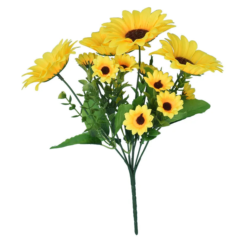 Artificial Flower Single Sunflower Fake Flower Net Red Photo Home Hotel Living Room Decoration Pastoral Style Sun Bouquet