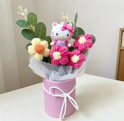 Genuine Sanrio Characters With Artificial Flower Creative Hugging Bucket Bouquet Christmas Valentine Birthday Gifts For Girls