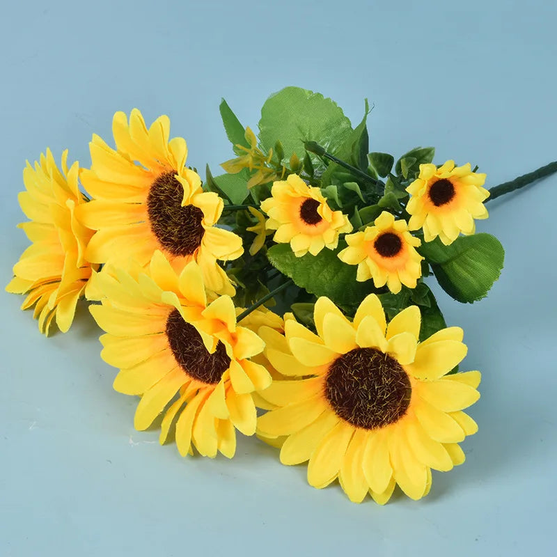 Artificial Flower Single Sunflower Fake Flower Net Red Photo Home Hotel Living Room Decoration Pastoral Style Sun Bouquet