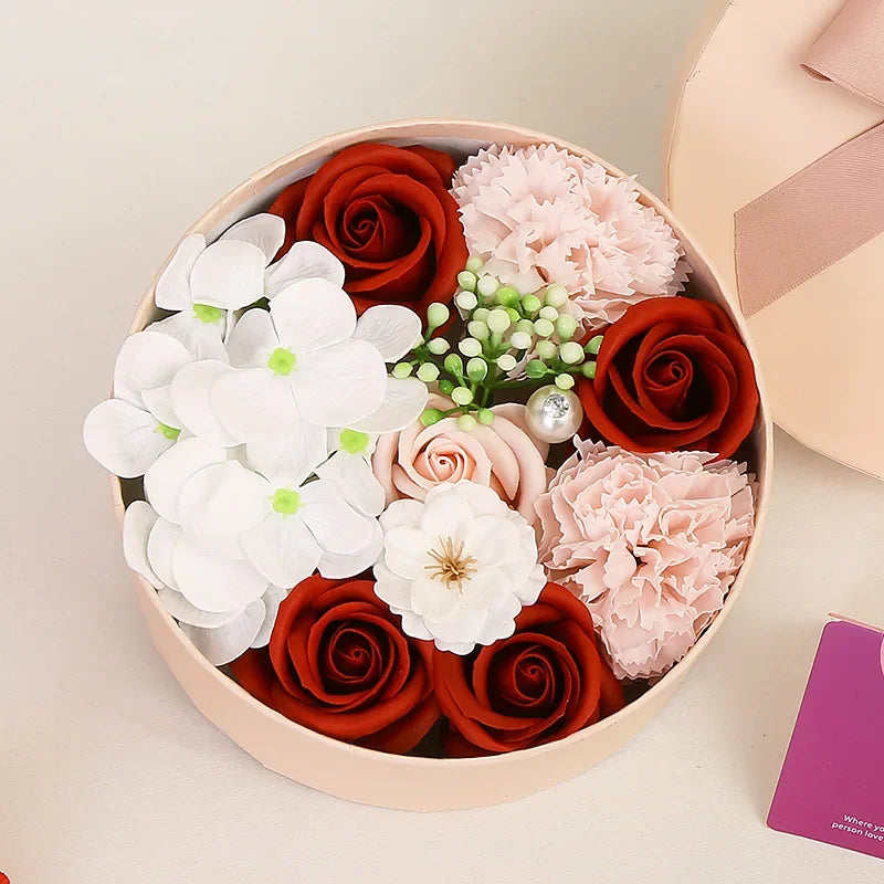 Soap Flower Gift Box Artificial Plant Essential Oil Flower Soap for Woman's Day Mother's Day Rose Carnation Bathroom Decoration